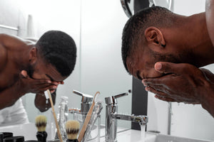 Black Man Taking Care of Face & Beard.